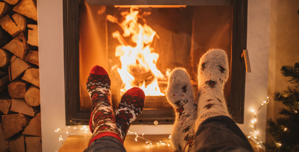 Relaxing by the fire at Christmas w/ socks